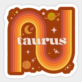 Taurus Zodiac Sign - 70s Taurus Horoscope Sign Sticker